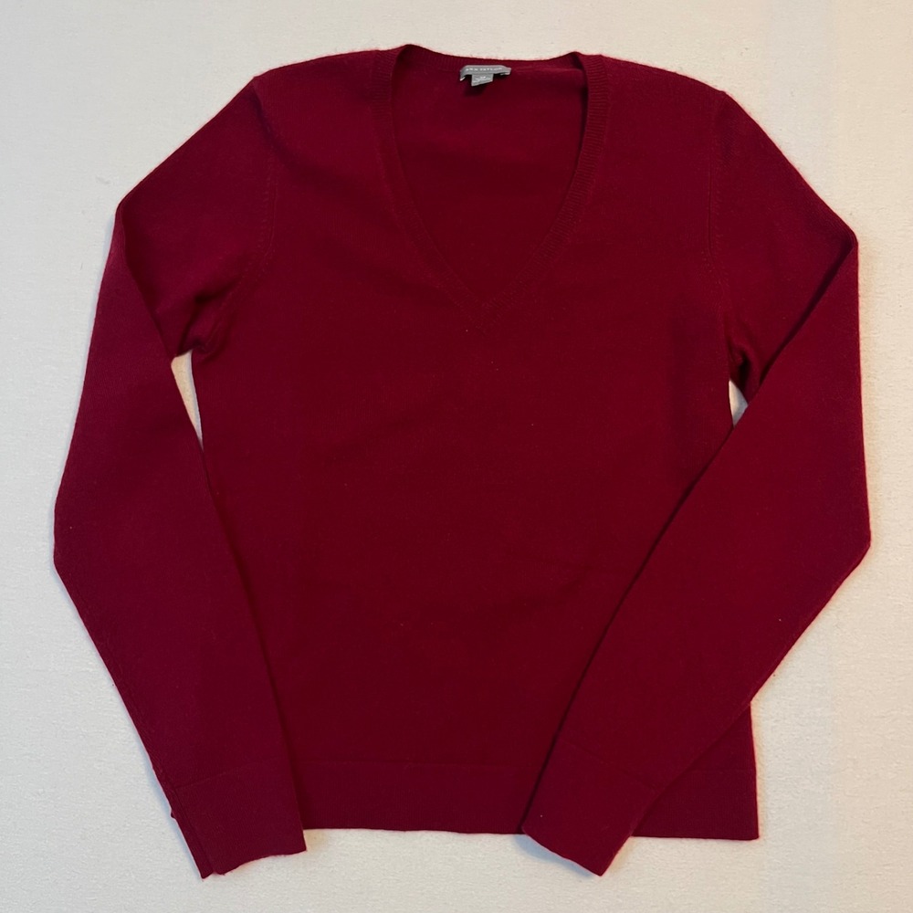 Ann Taylor 100% Cashmere Sweater Women XS Burgundy Dark Academia Preppy